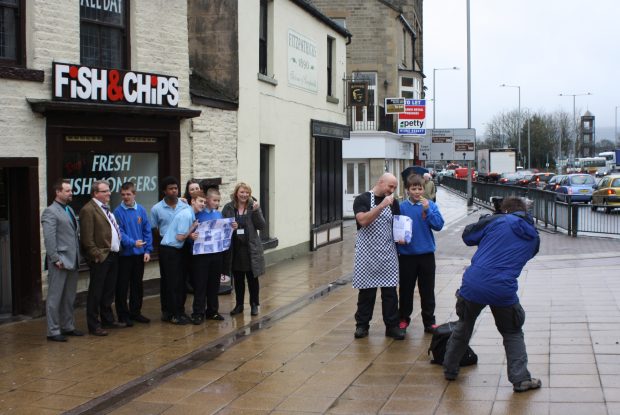 Photo shoot at Tony's fish and chip shop